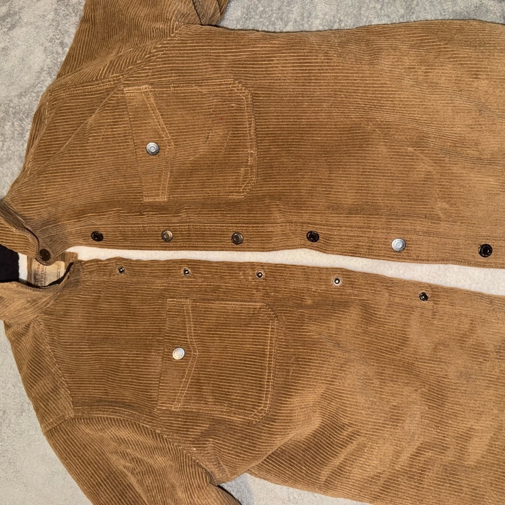 Brown Lightweight Shirt Jacket with Snap Closure